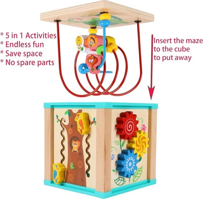 5-in-1 Wooden Activity Cube