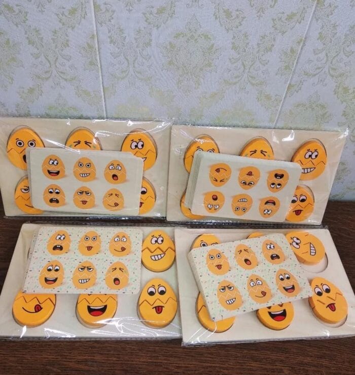 Wooden Emoji Face Puzzle Game
